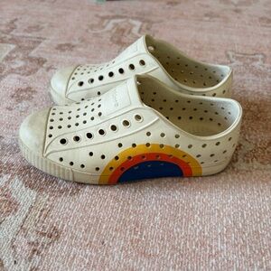 Native Kids Cream Sneakers with Rainbow Accent